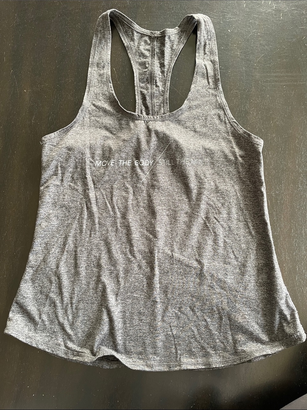 Goodhyouman Women's Gray Racerback Tank Top - Move The Body / still the mind